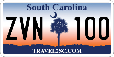 SC license plate ZVN100
