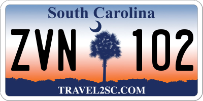 SC license plate ZVN102