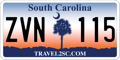 SC license plate ZVN115