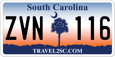 SC license plate ZVN116