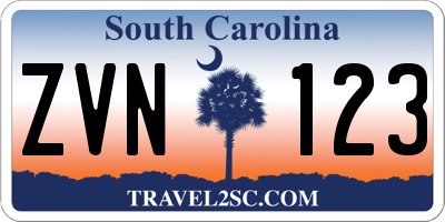 SC license plate ZVN123