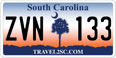 SC license plate ZVN133