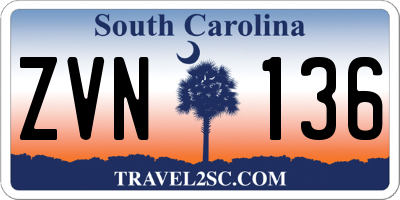 SC license plate ZVN136