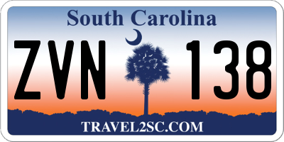 SC license plate ZVN138