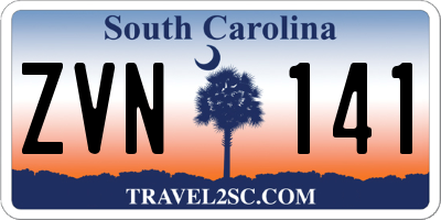 SC license plate ZVN141