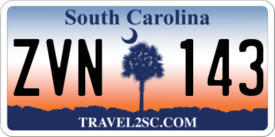 SC license plate ZVN143