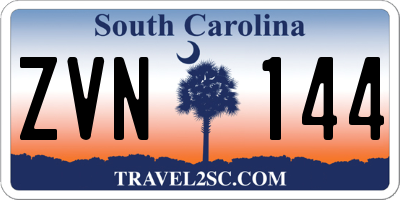SC license plate ZVN144