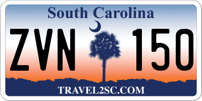 SC license plate ZVN150