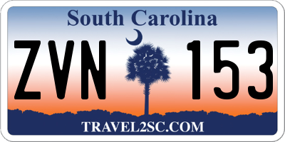 SC license plate ZVN153