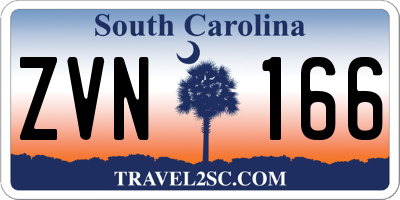 SC license plate ZVN166