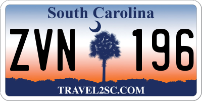 SC license plate ZVN196