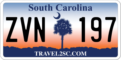 SC license plate ZVN197