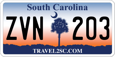 SC license plate ZVN203