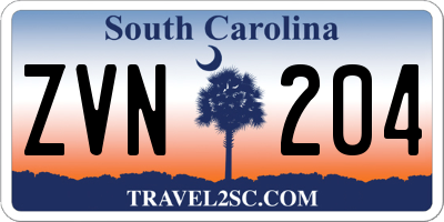 SC license plate ZVN204