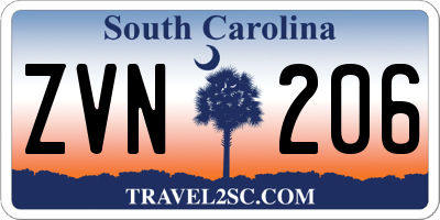 SC license plate ZVN206