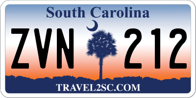 SC license plate ZVN212