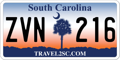 SC license plate ZVN216