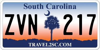 SC license plate ZVN217