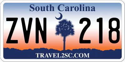 SC license plate ZVN218