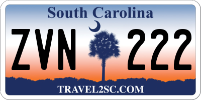 SC license plate ZVN222