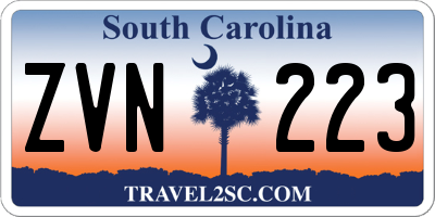 SC license plate ZVN223