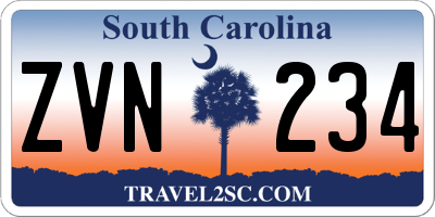 SC license plate ZVN234