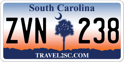 SC license plate ZVN238