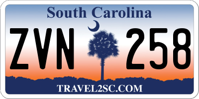 SC license plate ZVN258