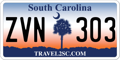 SC license plate ZVN303