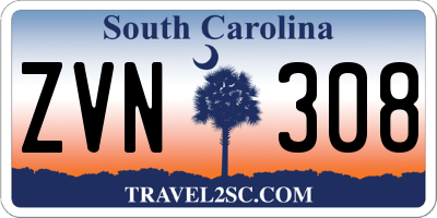 SC license plate ZVN308