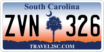 SC license plate ZVN326