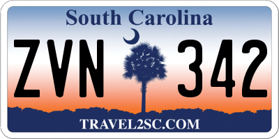 SC license plate ZVN342