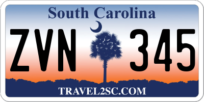 SC license plate ZVN345