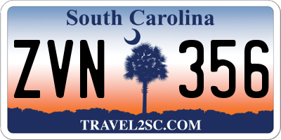 SC license plate ZVN356