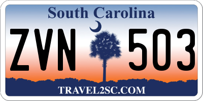 SC license plate ZVN503