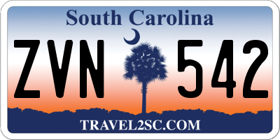 SC license plate ZVN542
