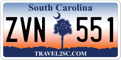 SC license plate ZVN551