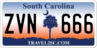 SC license plate ZVN666