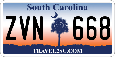 SC license plate ZVN668
