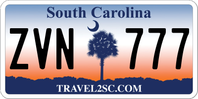 SC license plate ZVN777