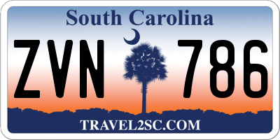 SC license plate ZVN786