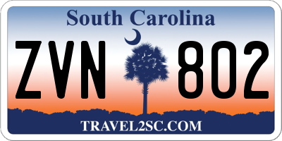 SC license plate ZVN802