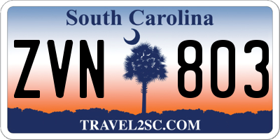 SC license plate ZVN803