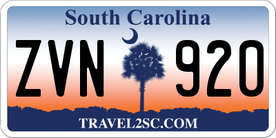 SC license plate ZVN920