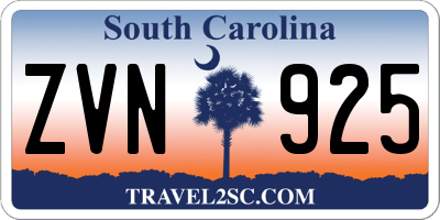 SC license plate ZVN925