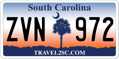 SC license plate ZVN972