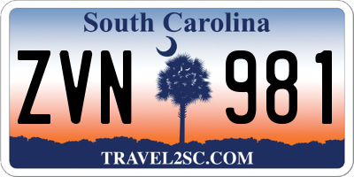 SC license plate ZVN981