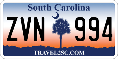 SC license plate ZVN994