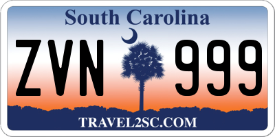SC license plate ZVN999