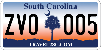 SC license plate ZVO005